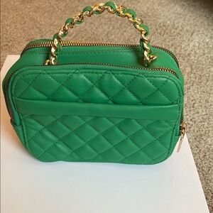 Mini Green Quilted Bag with Gold Chain